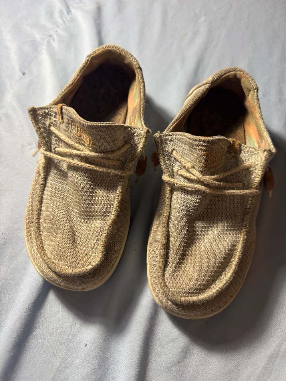 Hey Dude Wendy Knit Bone Brown Slip-On Shoes Size 5